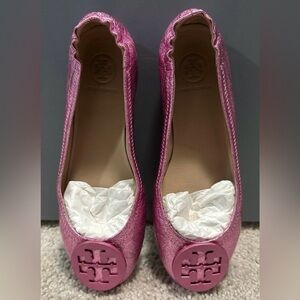 Tory Burch Metallic Pink Minnie Flat